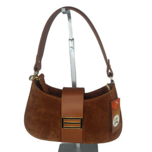 Charlie Leather Suede Small Handbag/Shoulder Bag/Crossbody-Tan/Brown/Cognac-NWT